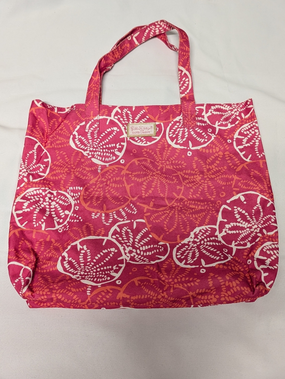 Lilly Pulitzer Pink & White Seashell Canvas Tote
